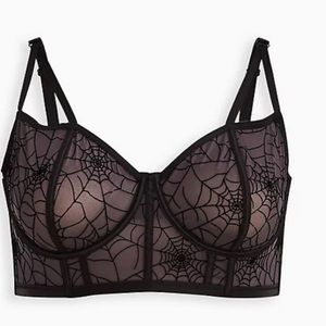 TORRID NWT STRAPPY UNDERWIRE LONGLINE BRALETTE - MESH WEBS BLACK
